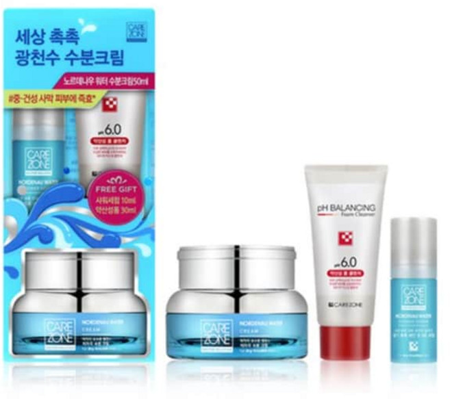 기초케어 케어존 노르데나우 워터크림 50ml 피부컨디션 회복 리프팅관리 샤워 세럼 10ml 폼 클렌저 31ml 세트