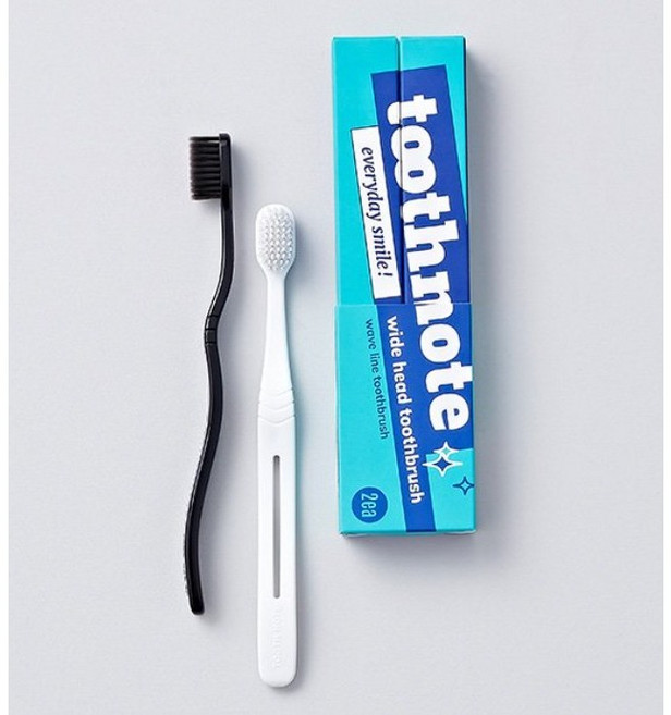 투스노트 미세모 와이드 칫솔 화이트+블랙, 4개, 2개입