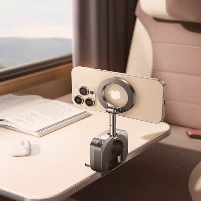 넛토 360도 회전 여행용 비행기 캐리어 맥세이프 핸드폰 거치대, 1개, 블랙