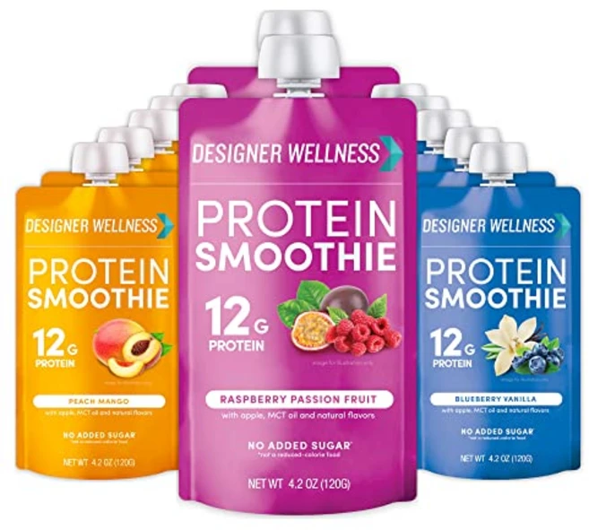 Designer Wellness Protein Smoothie Real Fruit 12g Protein Low Carb Zero Added Sugar Gluten-F, 1개, 120g - 쿠팡