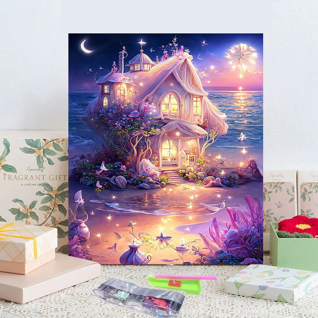 STPT 산수 풍경화 액자 보석십자수 캔버스형 DIY 키트, 30x40, 린R037