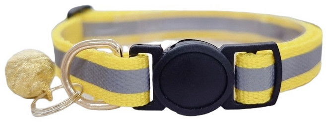아이구감사합니다 고양이 인식표 목걸이 빛반사 둥근 안전버클 빛반사 목줄, 노랑, 1개