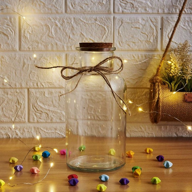 종이학천마리 종이학 유리병 랜턴 종이별 컬렉션, 1개