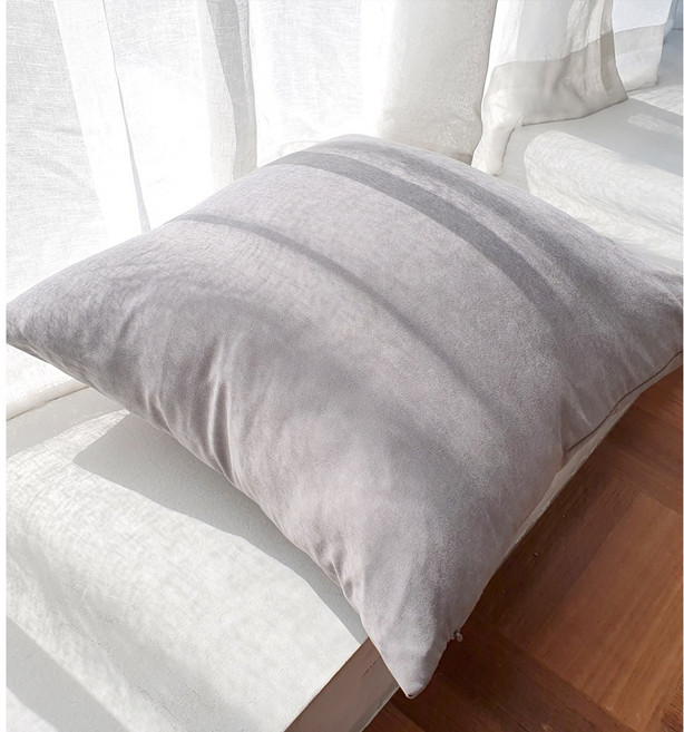 리드홈 션샤인 바이오워싱 파스텔 무지 쿠션커버 솜포함 세트, 라이트그레이
