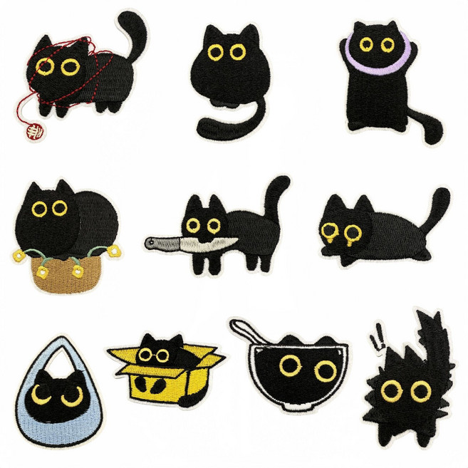 고양이 와펜 패치 스티커 10종, 1개, A세트