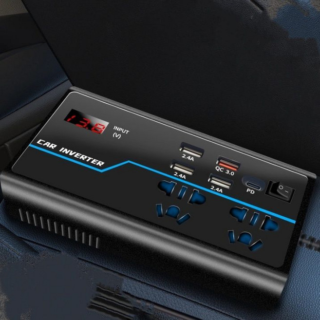 KXiiY 200W 車載逆變器, 1個, 【橫版特價】12V轉110V-獨立開關, N/A