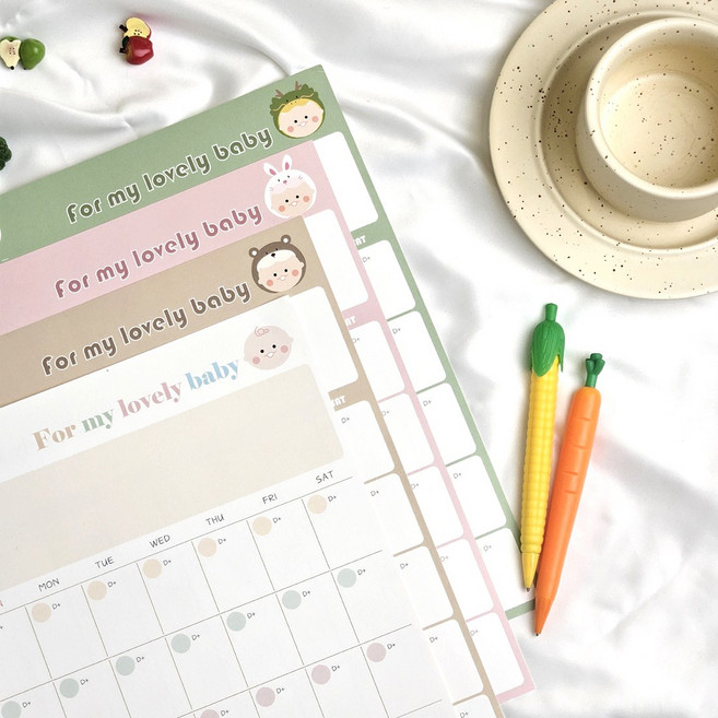 이유식달력 세트 페이퍼형 디데이 냉장고달력, 파스텔베이비 A3(12매)