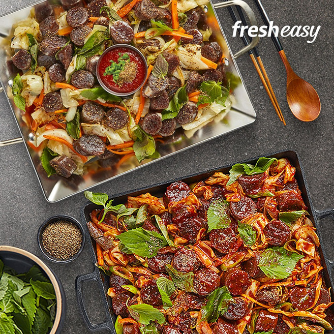 [프레시지] 순대볶음 SET (매콤깻잎+신림동백순대) (냉장), 단품, 단품