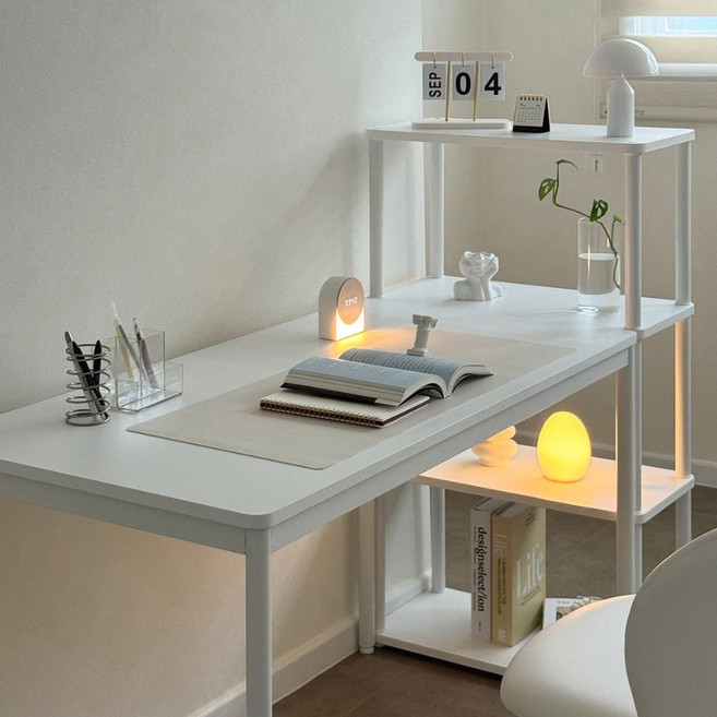 (10만원 즉시할인) 홈리 노트르 베이직 오피스 컴퓨터 화이트 학생 책상 책장 의자 데스크 600/800/1000/1200/1400, 5. 책상 1400*600 (MG01005)