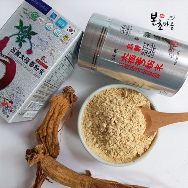 [본초마을] 태극삼분말 6년근태극삼 고려태극삼분말 (100g)/홍삼분말/6년근홍삼/태극삼/유사품주의/꼭 상세페이지확인, 100g, 1개