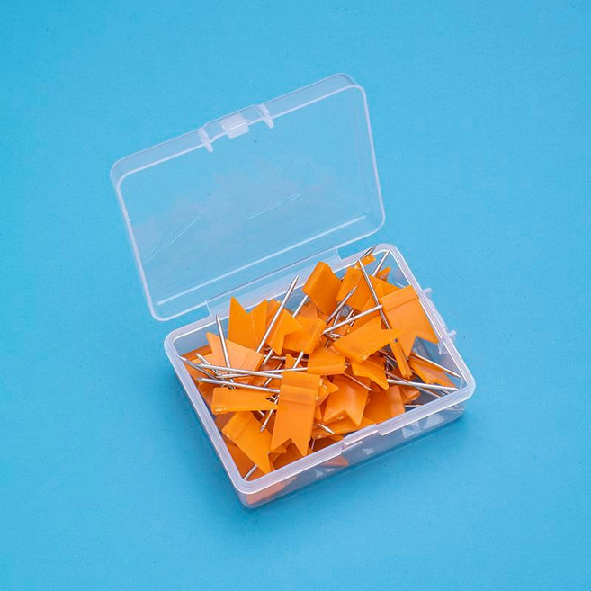 彩色可愛圖釘 可愛大頭針 地圖標記 塑料圖釘, 橙色,旗幟針【100枚】, 1個