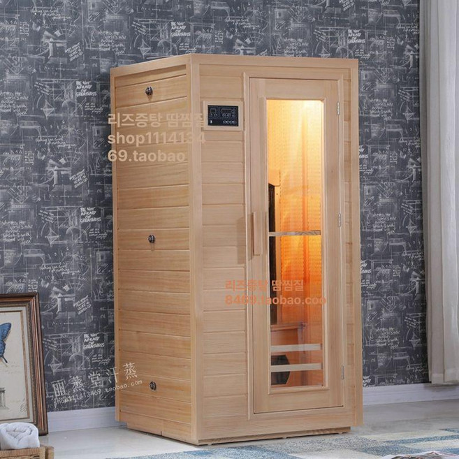 사우나실 간이 가정용 건식 대형 유리문 내부 이동식, 1개, 1인 넓은 대형 유리문형