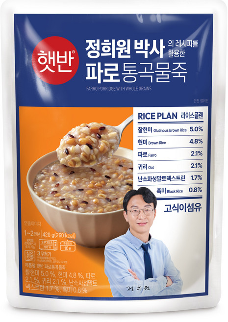 햇반 라이스플랜 파로 통곡물죽, 4개, 420g