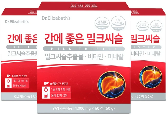 닥터엘리자베스 간에 좋은 밀크씨슬 60정 3박스 6개월분, 60g - 쿠팡