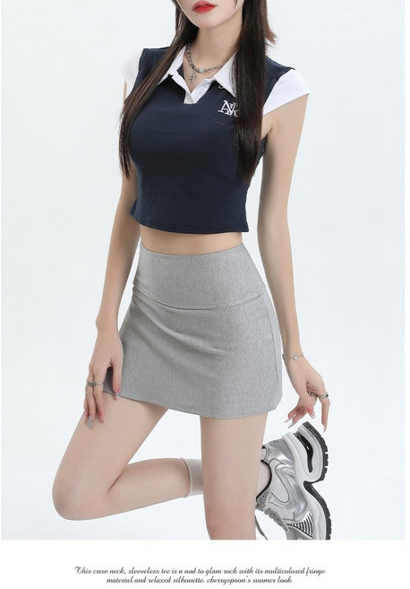 와이드 밀릭 여성 슬림 필라테스 요가 A라인 스커트