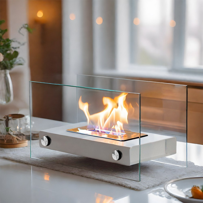 JHY DESIGN 불멍 미니화로 난로 불무드 직사각형 에탄올램프 19cm, 1개, 화이트