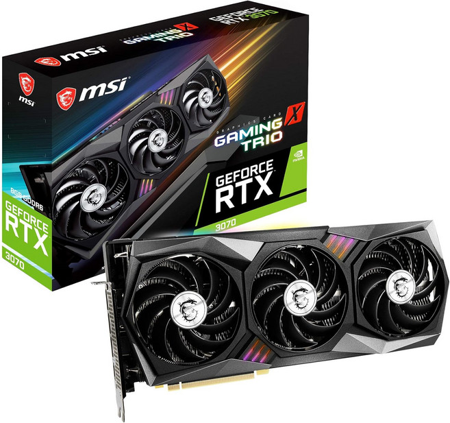 MSI 게이밍 RTX 3070 8GB RR6 256비트 HDDP 트라이 프로즈 2 TORX 팬 40 암페어 텍처 RGB OC 그래픽 카드RTX X 트리오