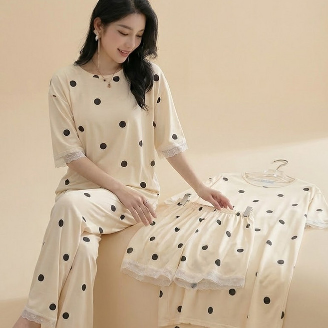 드마엘 안느 도트 4피스 파자마세트+델로나