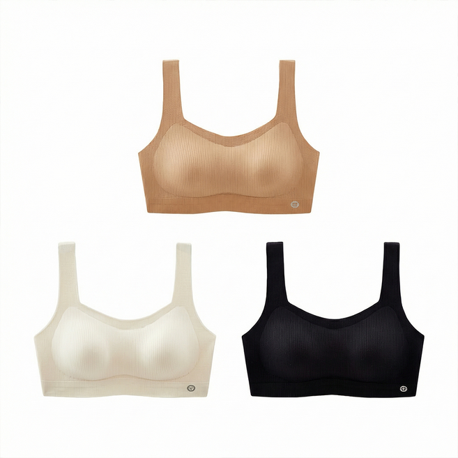 슈아미 압박제로 노와이어 심리스 브라 데일리 백리스 볼륨업 누드핏 3종(스킨/화이트/블랙)