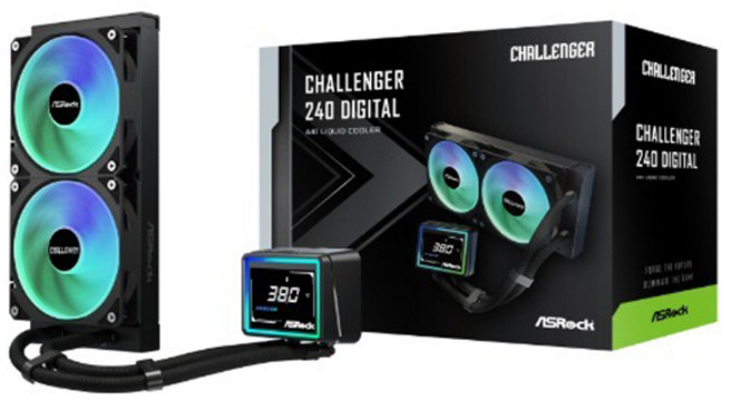 ASRock 華擎 Challenger 240 數位 CPU散熱器, 1個, 黑色, 單一商品