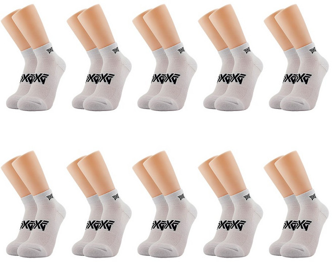PXG 로고 단목 기능성 메쉬 골프 양말, 10개, 화이트