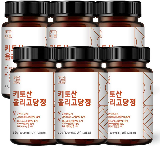 자연바름 순도 100% 키토산 올리고당 가루 분말 정, 70정, 6개