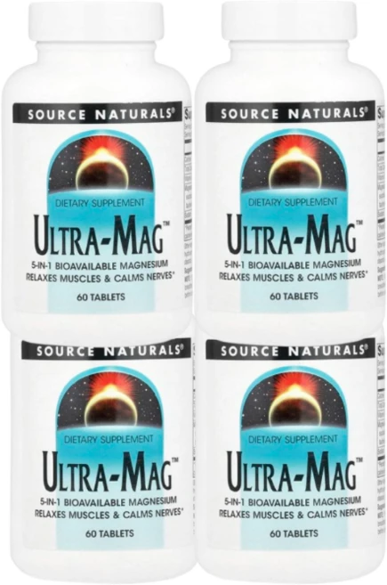 2+2 소스 내추럴스 Ultra Mag 고효율 마그네슘 복합체 60정, 4개 - 쿠팡