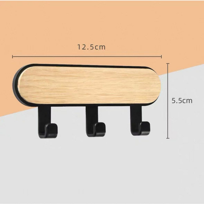 무타공 다용도 벽걸이 후크 1/2/3/4/5구 고리 당돌 현관정리 마스크걸이 선반 옷걸이 행거, 1개, 검정색 삼중 후크