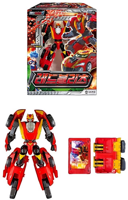 초등남아 선물 레이싱카변신 2종카드 레드블리츠 캐릭터완구, 1개, 메탈카드봇 - 레드블리츠