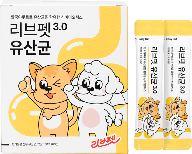 리브펫 강아지 고양이 유산균 3.0 스틱포 분말형, 60g, 장건강/유산균, 1개