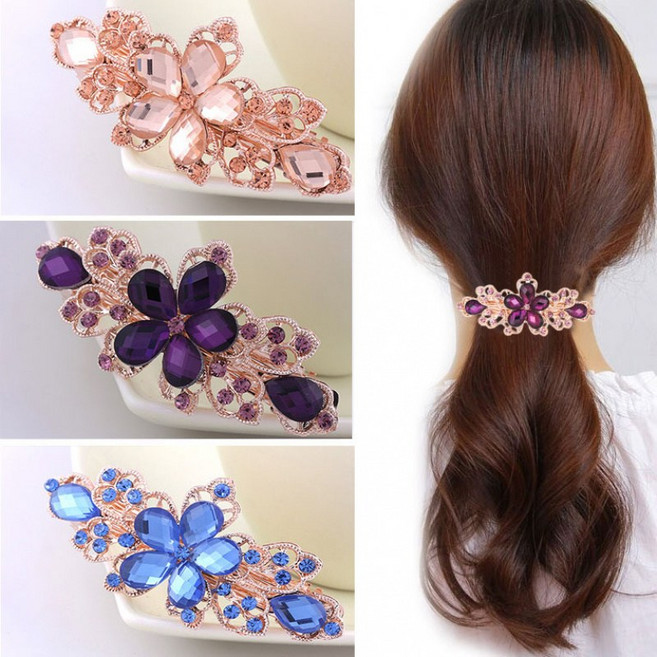 ZMBIRD 3종세트 크리스탈 플라워 반묶음 자동핀 N884