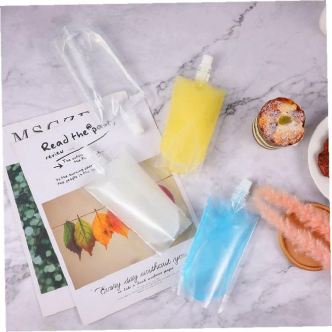 스파우트 파우치 200ml 투명 음료 주스 액상 보관 용기 휴대용 재사용 팩