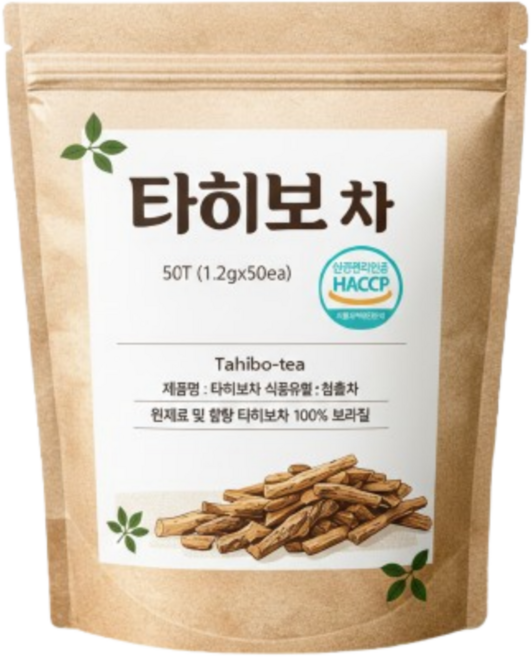 타히보 차 티백 100% 무첨가 타히보, 1개, 50개입, 1.2g