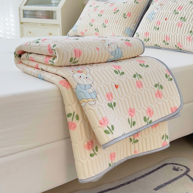 Mosashoe 사계절 항균 침대패드 고정밴드 매트리스 패드 베개커버 세트, 정원토끼