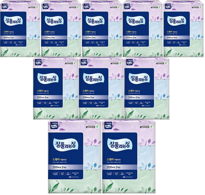 잘풀리는집 스퀘어 각티슈 200매 3입 x8개, 24개