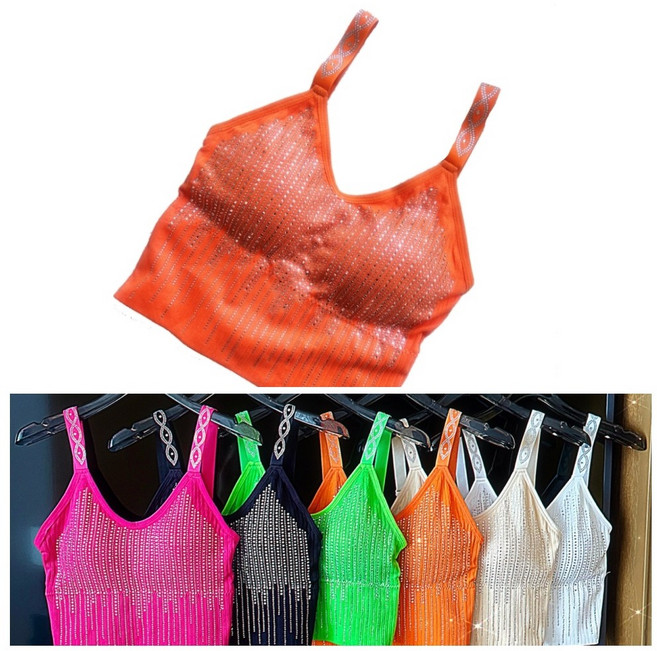 와우진플 스팽글 형광 댄스 나시 브라탑 (098)