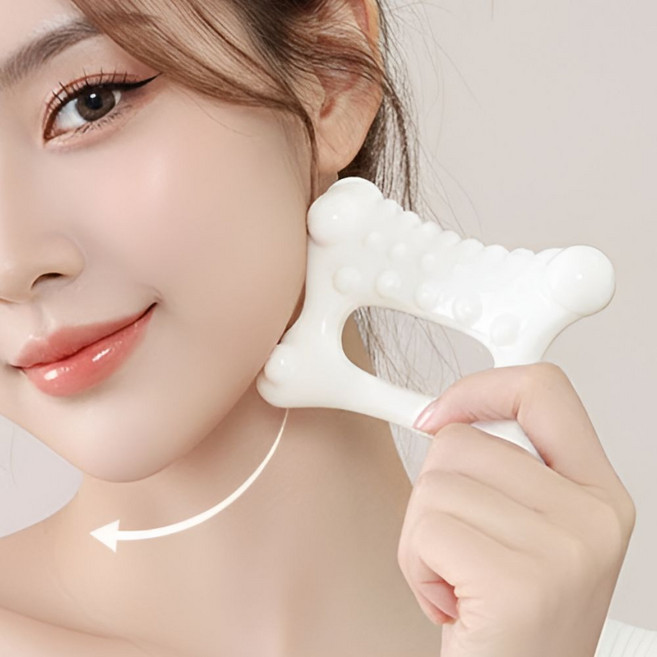 포에트 얼굴 바디 다리 세라믹 괄사 도자기 마사지기, 화이트, 1개