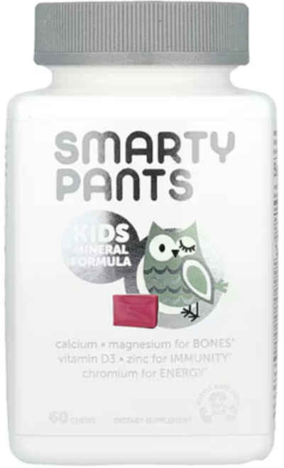 스마티팬츠 어린이 미네랄 베리맛 츄어블 60정 칼슘+마그네슘+비타민D+아연, 1개