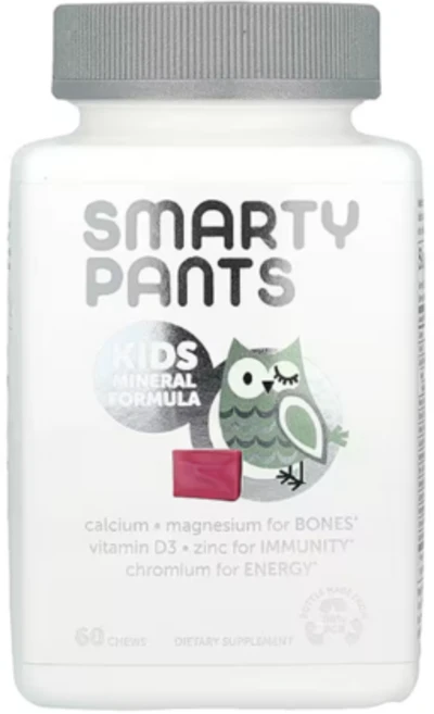 스마티팬츠 어린이 미네랄 베리맛 츄어블 60정 칼슘+마그네슘+비타민D+아연, 1개 - 쿠팡