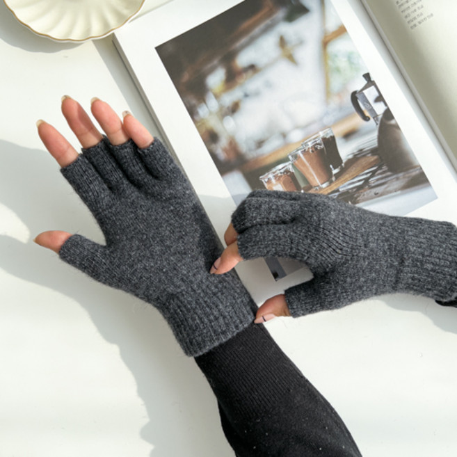 국산 울 겨울장갑 여성장갑 반손가락장갑 반장갑 키보드 사무실 니트 여자 핑거리스 손가락없는장갑 구멍 단색 손목 핸드워머 운전장갑 국내제조