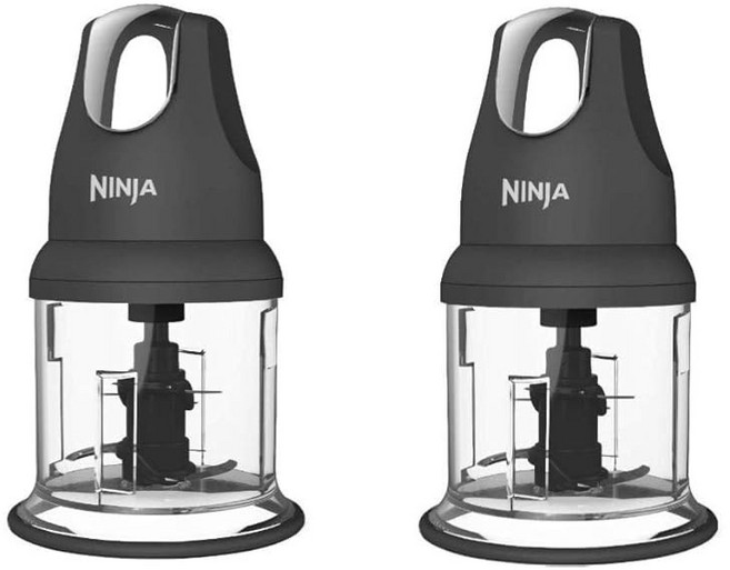 ninja 푸드 차퍼 익스프레스 찹 200와트 포함 다지기 그라인딩 블렌딩 및 식사 준비용 473.2ml(16온스) 볼 (nj110gr) (그레이 2팩)