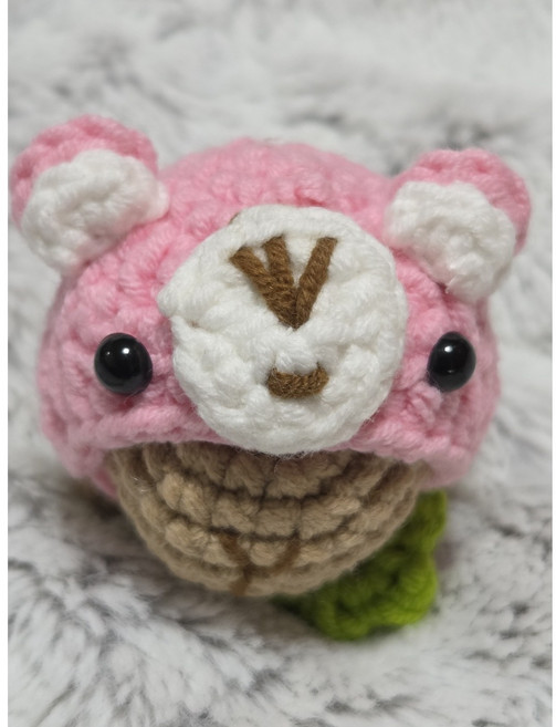 몽글공방 뜨개인형 손뜨개 키링 완성품 카피바라, 1개, 분홍곰 모자