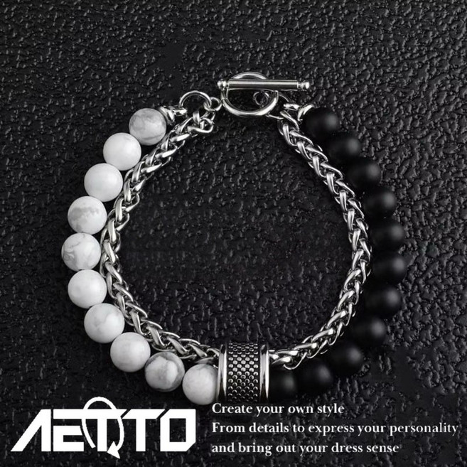 AETTO 龍骨珠串手鍊 高級感好運手環 男女百搭潮流手繩