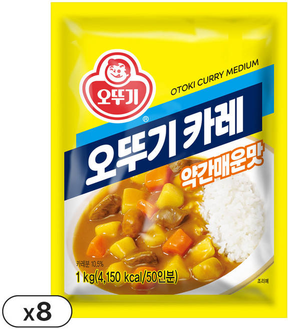 오뚜기 카레 약간매운맛, 1kg, 8개