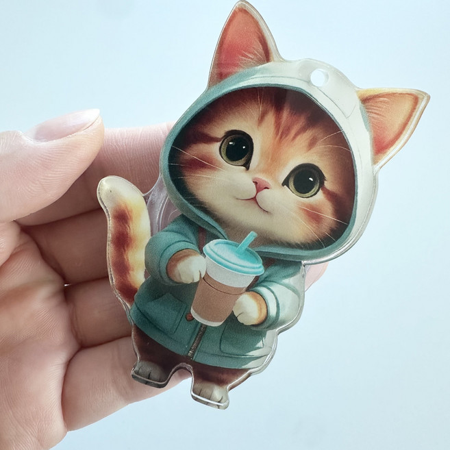 땡스스토리 강아지 고양이 스마트톡 그립 핸드폰거치대, 1개, 고양이1