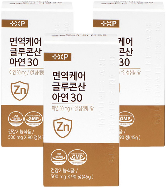 면역케어 글루콘산아연30 하루한알, 3개, 90정
