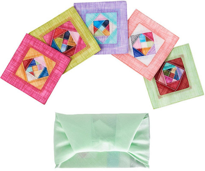 5개세트 모시 조각보 컵받침 선물 세트 보자기 포장 포함 외국인선물, 랜덤색상, 1개