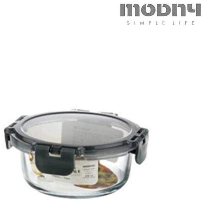 모드니 오븐글라스 밀폐용기 원형 400ml 유리 김치통 반찬통 찬기 찬통 냉장고, 1개, 단품