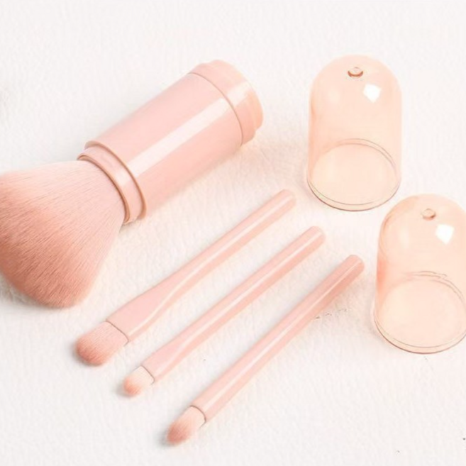 베리블루 올인원 여행용 미니 휴대용 메이크업 브러쉬 세트, 1개, 핑크