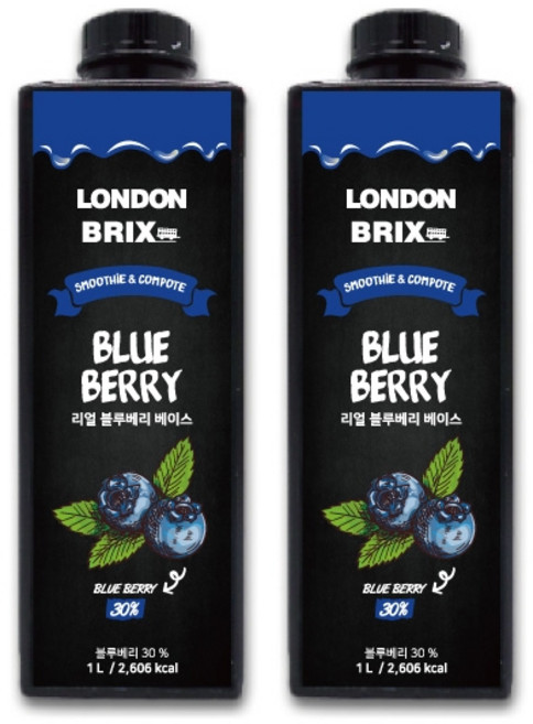 런던브릭스 블랙라벨 리얼 블루베리 베이스 농축액, 1L, 2개
